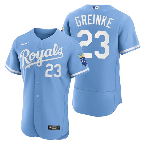 Men's Kansas City Royals #23 Zack Greinke Light Blue Flex Base Stitched Jersey