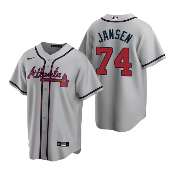Men's Atlanta Braves #74 Kenley Jansen Grey Cool Base Stitched Baseball Jersey