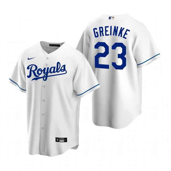 Men's Kansas City Royals #23 Zack Greinke White Cool Base Stitched Jersey