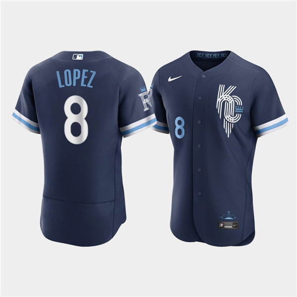 Men's Kansas City Royals #8 Nicky Lopez 2022 Navy City Connect Flex Base Stitched MLB Jersey