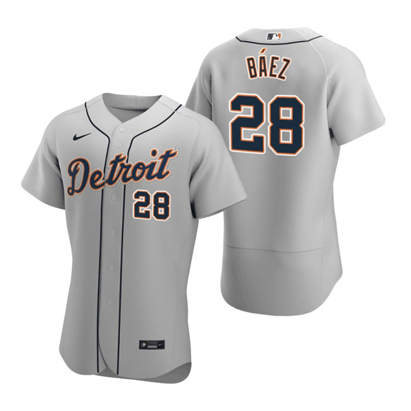 Men's Detroit Tigers #28 Javier Báez Grey Flex Base Stitched Jersey