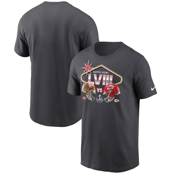 Men's Anthracite Kansas City Chiefs vs. San Francisco 49ers Super Bowl LVIII Matchup T-Shirt