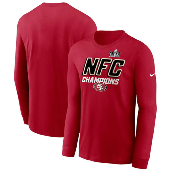Men's San Francisco 49ers Scarlet 2023 NFC Champions Iconic Long Sleeve T-Shirt