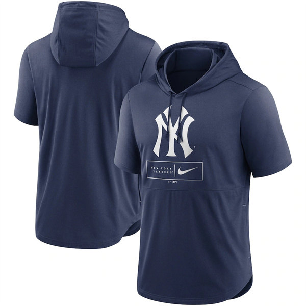 Men's New York Yankees Navy Short Sleeve Pullover Hoodie