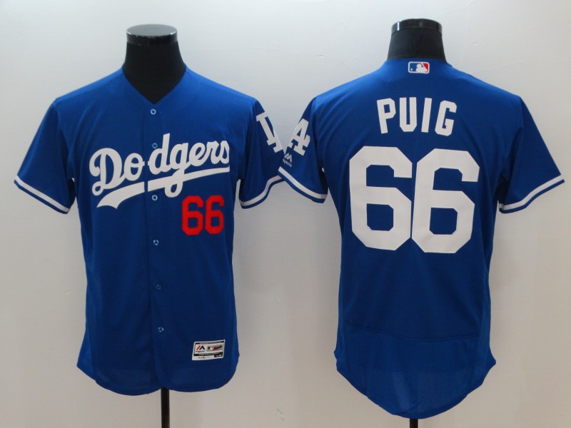 Men's Los Angeles Dodgers #66 Yasiel Puig Blue Flexbase Stitched MLB Jersey