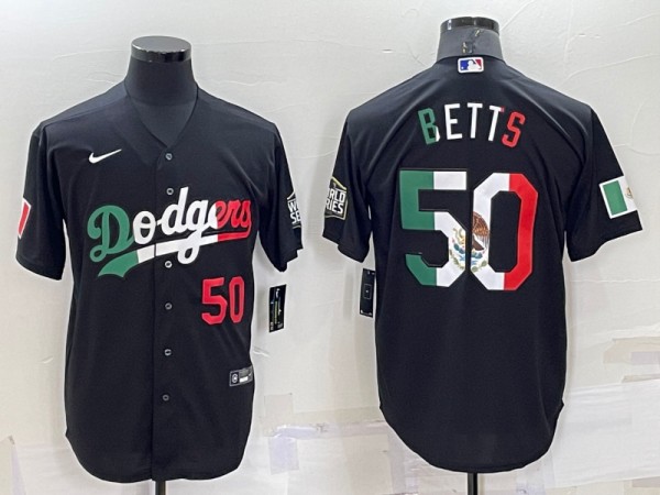 Men's Los Angeles Dodgers #50 Mookie Betts Black Mexico Cool Base Stitched Baseball Jersey
