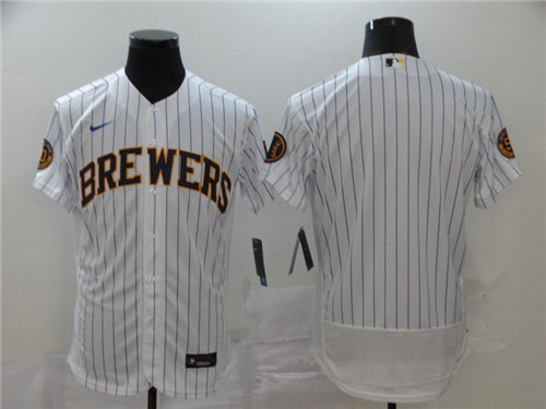 Men's Milwaukee Brewers Blank White Flex Base Stitched MLB Jersey