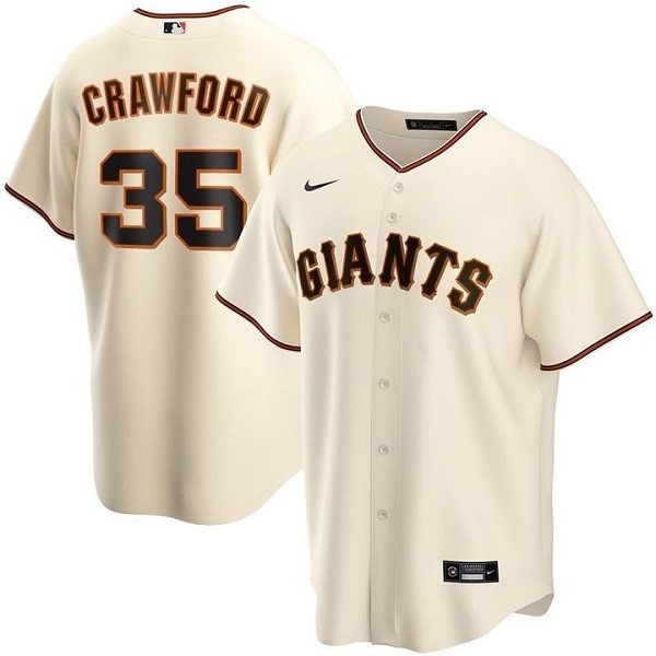 Men's San Francisco Giants #35 Brandon Crawford Cream Cool Base Stitched Jersey
