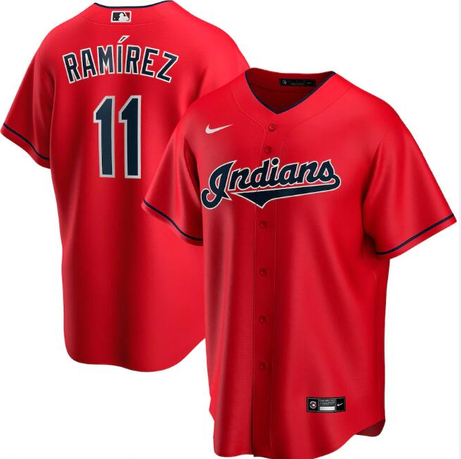 Men's Cleveland Indians Red #11 José Ramírez Cool Base Stitched MLB Jersey