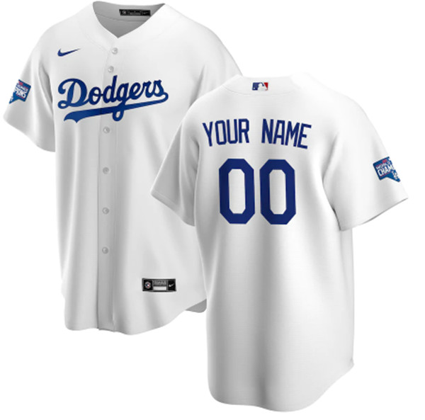 Men's Los Angeles Dodgers ACTIVE PLAYER Custom White 2020 World Series Champions Home Patch MLB Jersey
