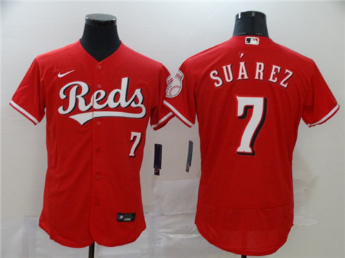 Men's Cincinnati Reds #7 Eugenio Suárez Reds Flex Base Stitched MLB Jersey