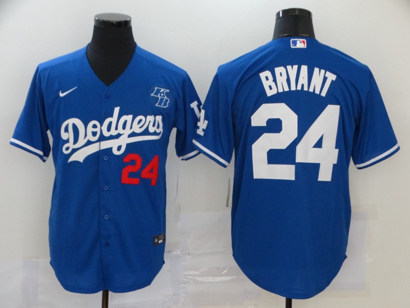 Men's Los Angeles Dodgers #24 Kobe Bryant Blue 2020 KB Patch Cool Base Stitched MLB Jersey