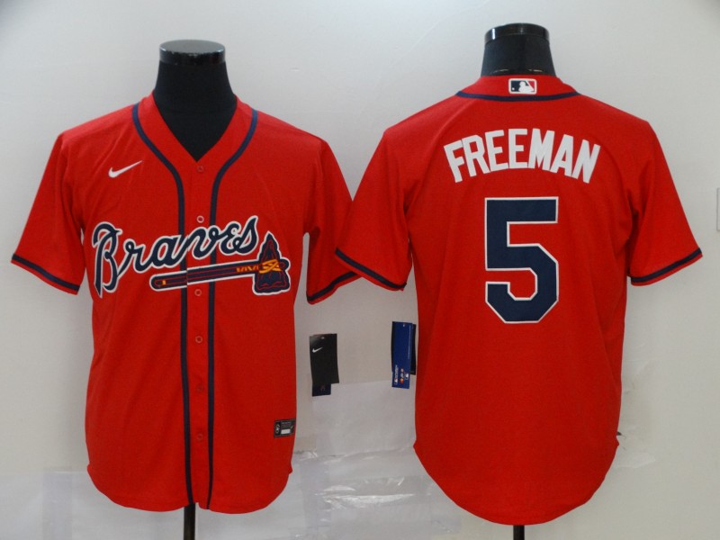 Men's Atlanta Braves #5 Freddie Freeman Red Cool Base Stitched MLB Jersey