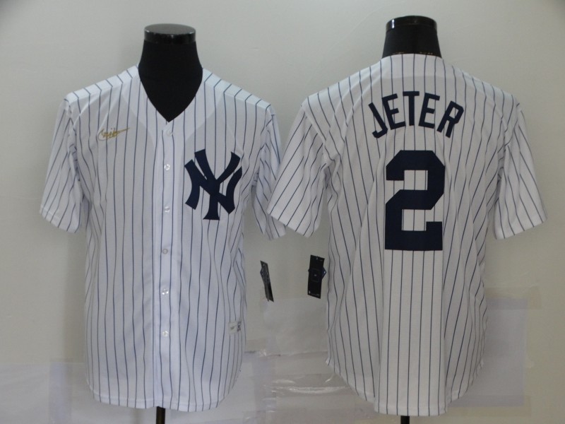 Men's New York Yankees #2 Derek Jeter 2020 New White Cool Base Stitched Jersey