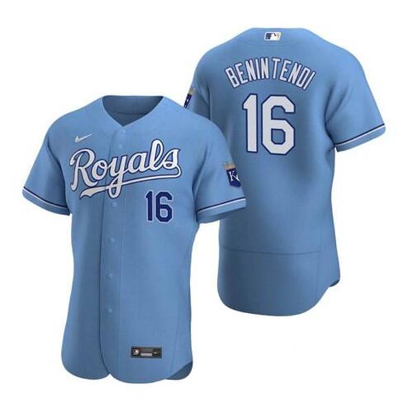 Men's Kansas City Royals #16 Andrew Benintendi Light Blue Flex Base Stitched MLB Jersey