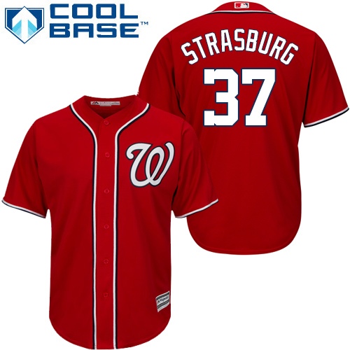 Men's Washington Nationals #37 Stephen Strasburg Red Cool Base Stitched MLB Jersey