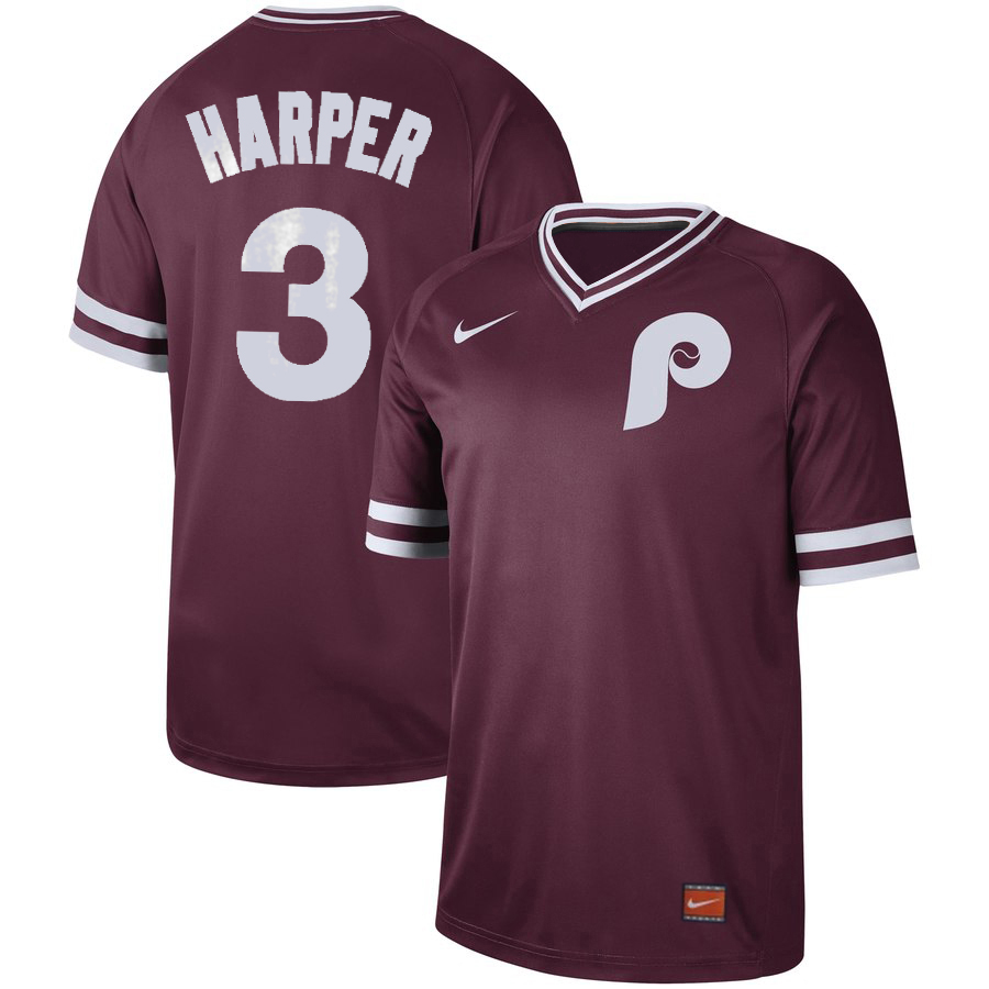 Men's Philadelphia Phillies #3 Bryce Harper Maroon Cooperstown Collection Legend Stitched MLB Jersey