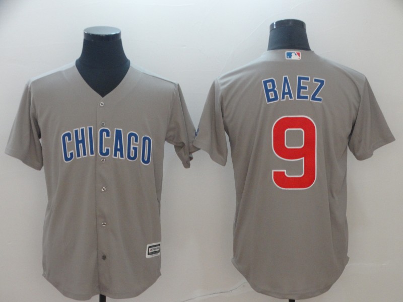 Men's Chicago Cubs #9 Javier Baez Gray Cool Base Stitched MLB Jersey