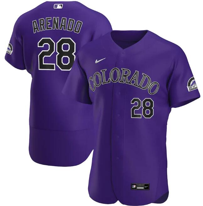 Men's Colorado Rockies Purple #28 Nolan Arenado Flex Base Stitched MLB Jersey
