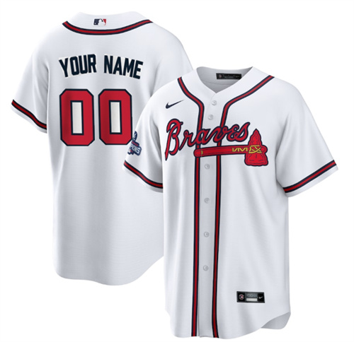 Men's Atlanta Braves Active Player Custom 2021 White World Series Champions Cool Base Stitched Jersey