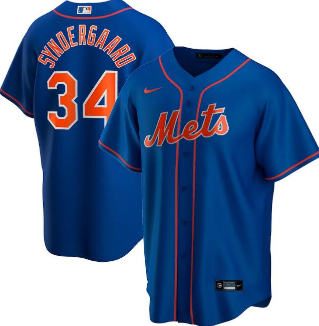 Men's New York Mets Blue #34 Noah Syndergaard Cool Base Stitched MLB Jersey