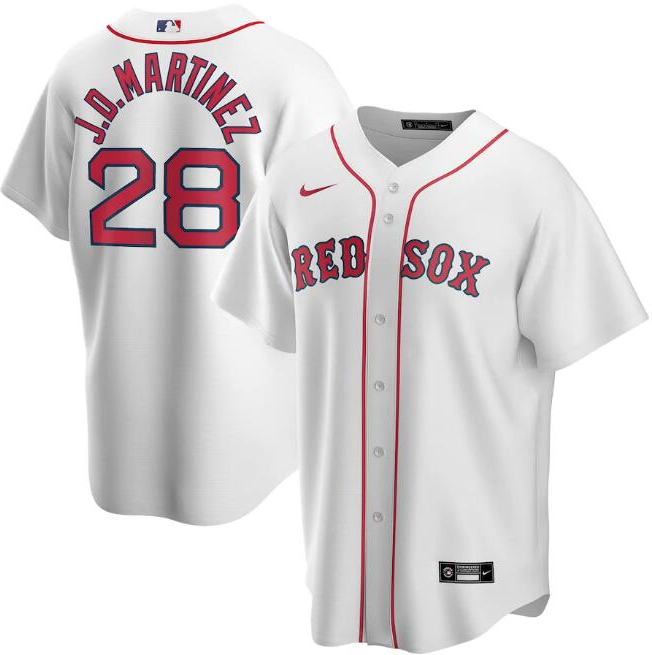 Men's Boston Red Sox White #28 J.D. Martinez Cool Base Stitched MLB Jersey
