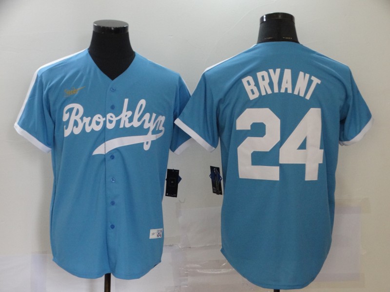 Men's Los Angeles Dodgers Blue #24 Kobe Bryant Throwback Cool Base Stitched MLB Jersey