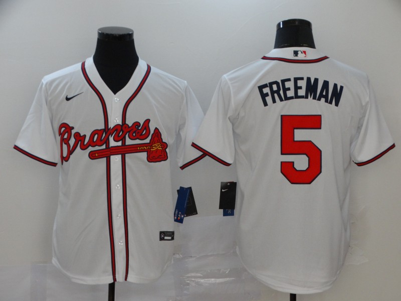 Men's Atlanta Braves #5 Freddie Freeman White Cool Base Stitched MLB Jersey