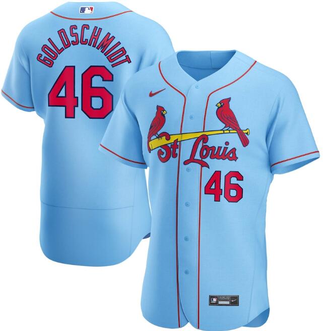 Men's St. Louis Cardinals Blue #46 Paul Goldschmidt Flex Base Stitched MLB Jersey