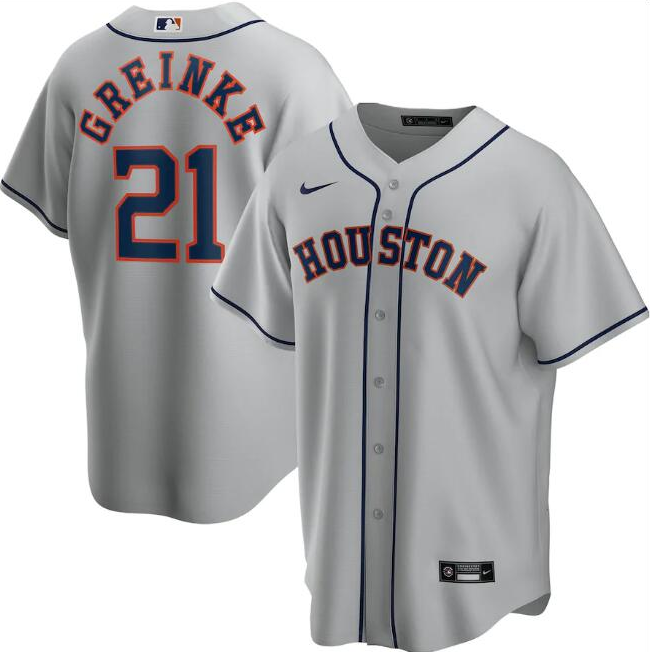 Men's Houston Astros Grey #21 Zack Greinke Cool Base Stitched MLB Jersey