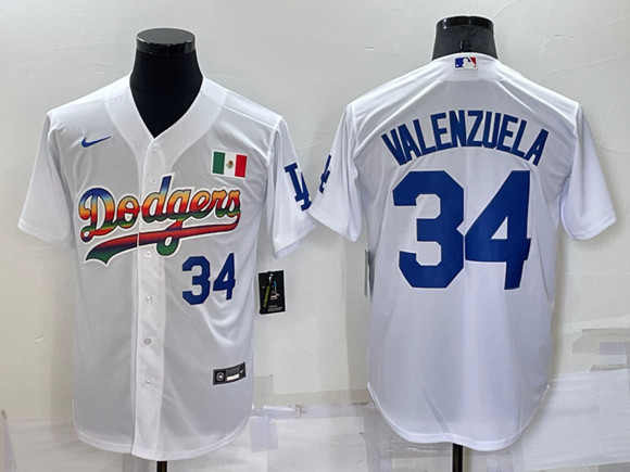 Men's Los Angeles Dodgers #34 Toro Valenzuela White Cool Base Stitched Baseball Jersey