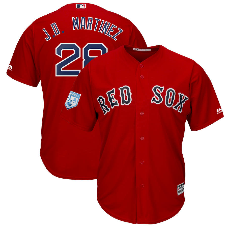 Men's Boston Red Sox #28 J.D. Martinez Red 2019 Spring Training Cool Base Stitched MLB Jersey