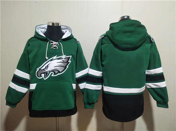 Men's Philadelphia Eagles Blank Green Lace-Up Pullover Hoodie