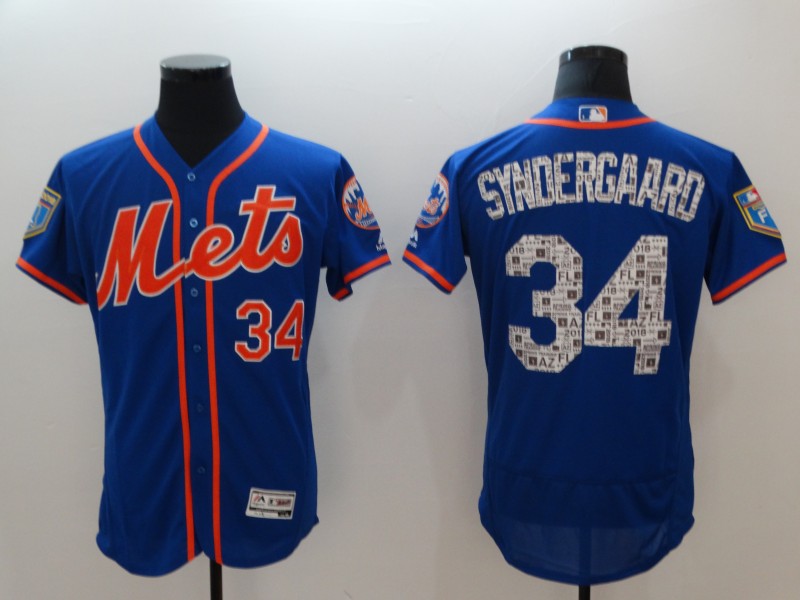Men's New York Mets #34 Noah Syndergaard Royal 2018 Spring Training Flexbase Stitched MLB Jersey