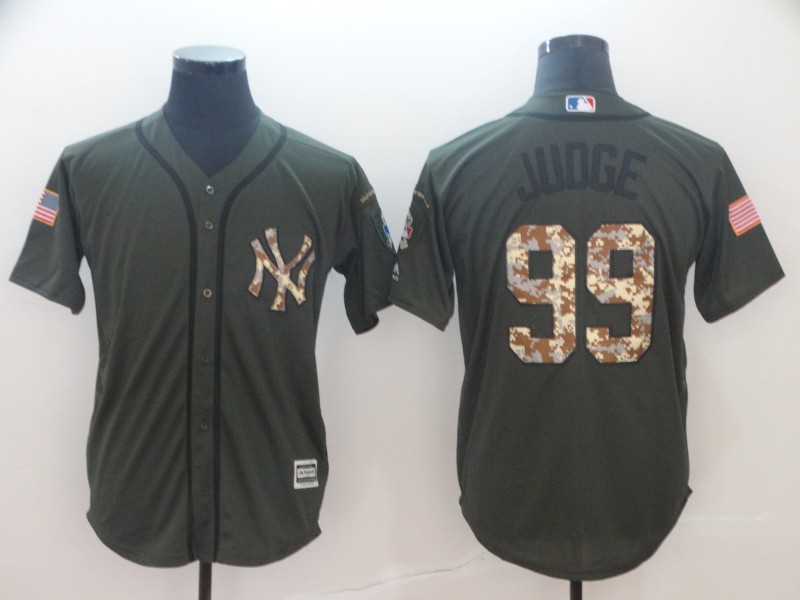 Men's New York Yankees #99 Aaron Judge Green Salute To Service Cool Base Stitched MLB Jersey