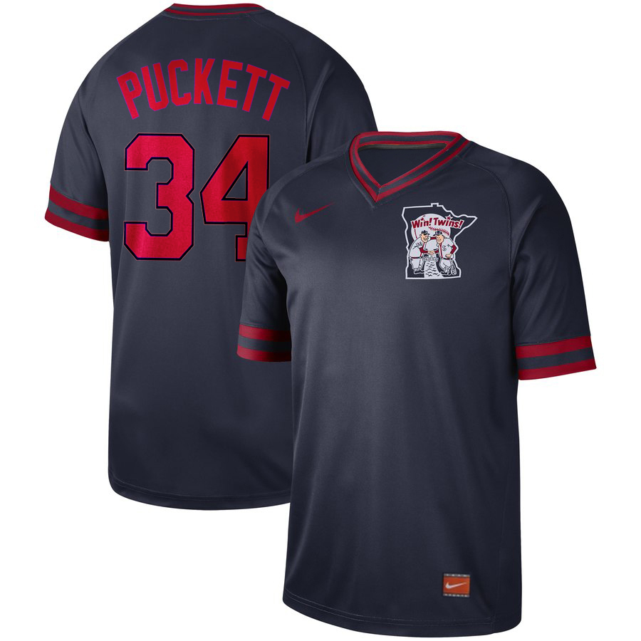 Men's Minnesota Twins #34 Kirby Puckett Navy Cooperstown Collection Legend Stitched MLB Jersey