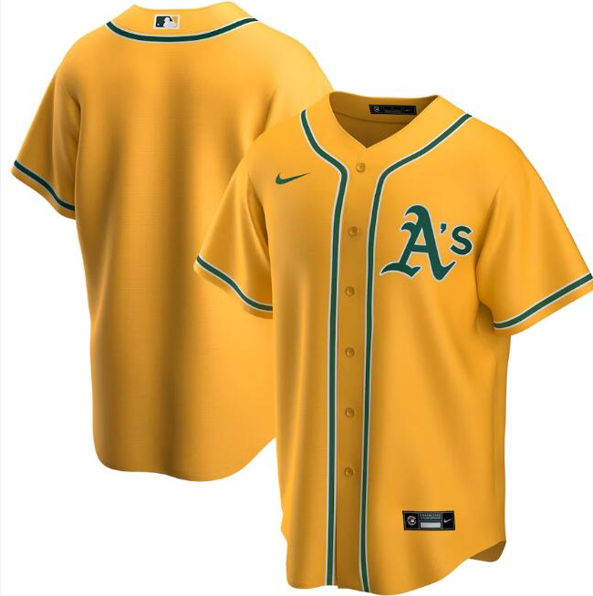 Men's Oakland Athletics Yellow Blank Cool Base Stitched MLB Jersey
