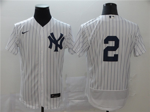 Men's New York Yankees #2 Derek Jeter White Flex Base Stitched MLB Jersey