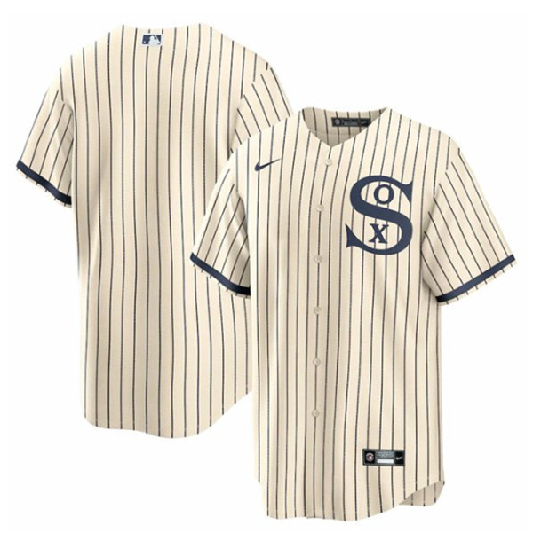 Men's Chicago White Sox Blank 2021 Cream/Navy Field Of Dreams Cool Base Stitched Jersey