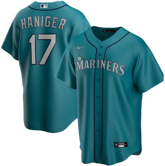 Men's Seattle Mariners Aqua #17 Mitch Haniger Cool Base Stitched MLB Jersey
