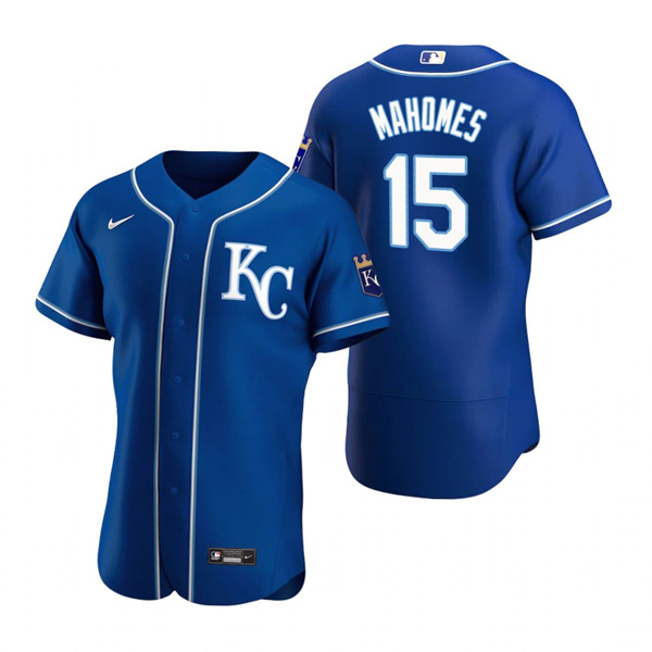 Men's Kansas City Royals Royal #15 Patrick Mahomes Flex Base Stitched MLB Jersey