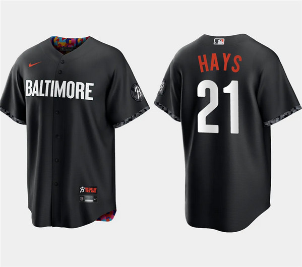 Men's Baltimore Orioles #21 Austin Hays Black 2023 City Connect Cool Base Stitched Jersey