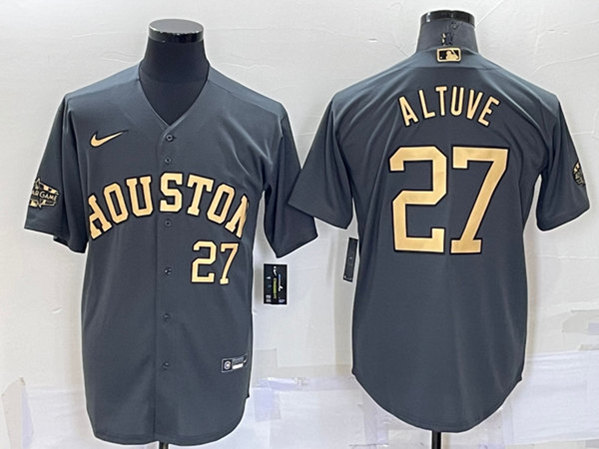 Men's Houston Astros #27 Jose Altuve Charcoal 2022 All-Star Cool Base Stitched Baseball Jersey