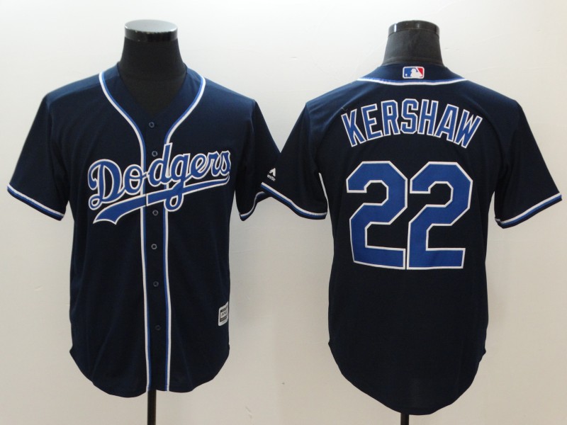 Men's Los Angeles Dodgers #22 Clayton Kershaw Navy Cool Base Stitched MLB Jersey