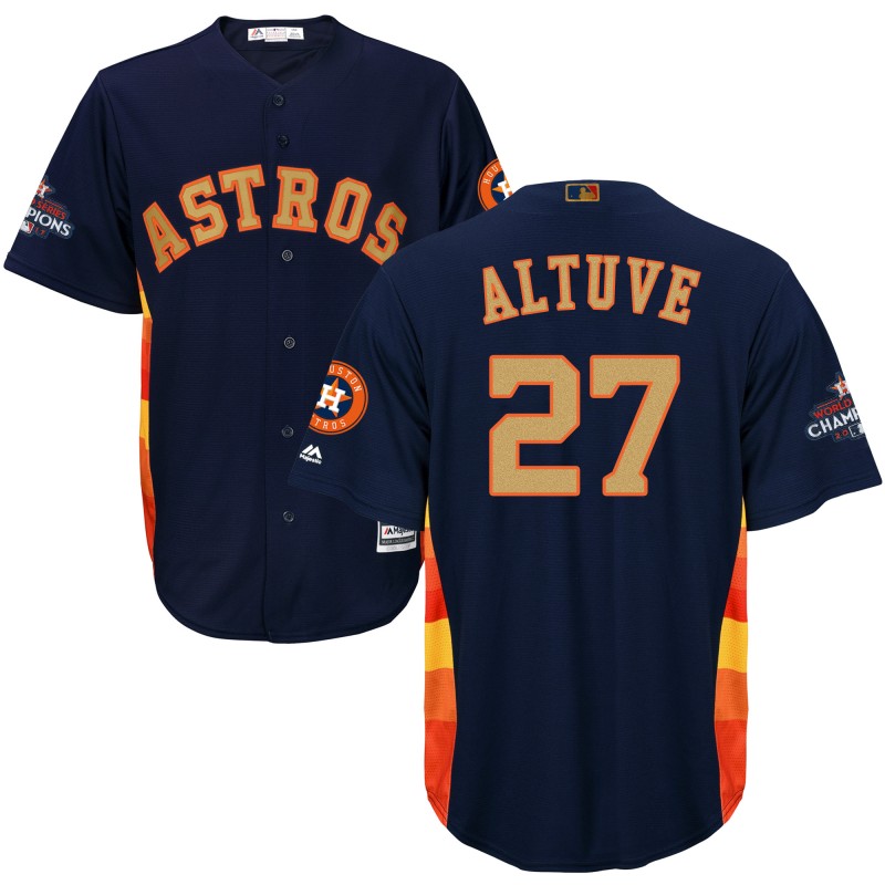 Men's Houston Astros #27 Jose Altuve Navy 2018 Gold Program Cool Base Stitched MLB Jersey