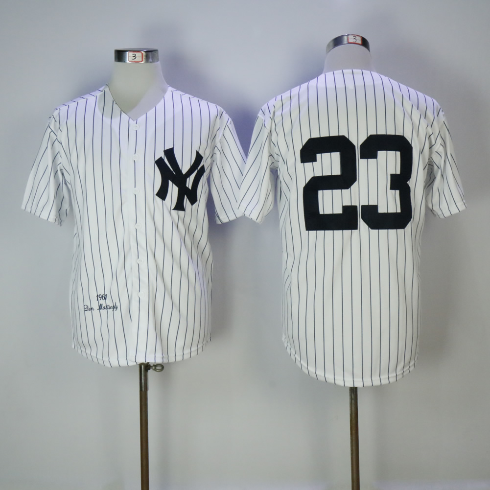 Men's New York Yankees #23 Don Mattingly White 1961 Mitchell & Ness Stitched MLB Jersey