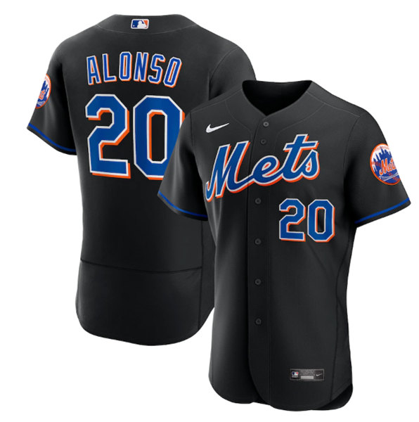 Men's New York Mets #20 Pete Alonso Black Flex Base Stitched Jersey