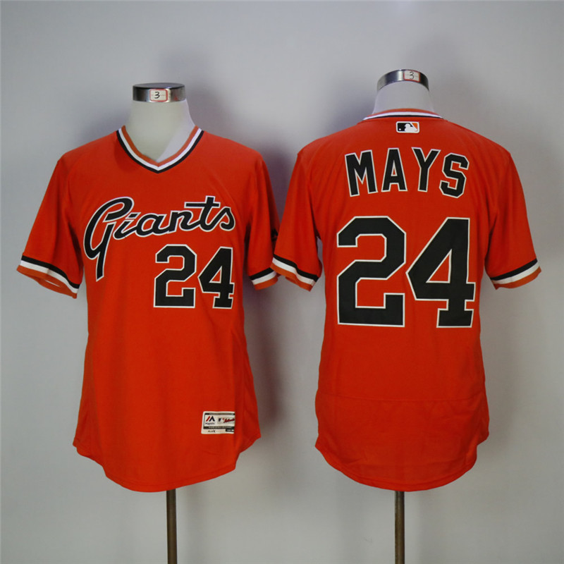 Men's San Francisco Giants #24 Willie Mays Orange Throwback Flexbase Stitched MLB Jersey