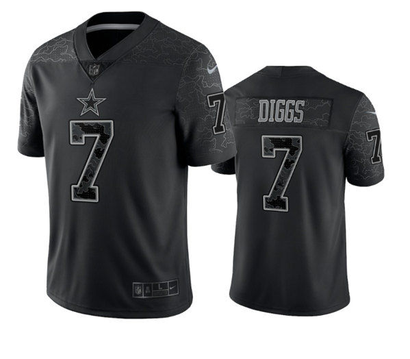Men's Dallas Cowboys #7 Trevon Diggs Black Reflective Limited Stitched Football Jersey