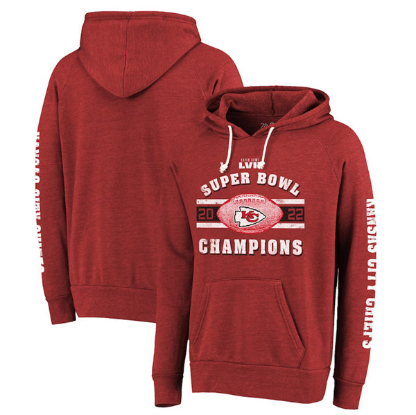 Men's Kansas City Chiefs Red Super Bowl LVII Champions Always Champs Tri-Blend Pullover Hoodie
